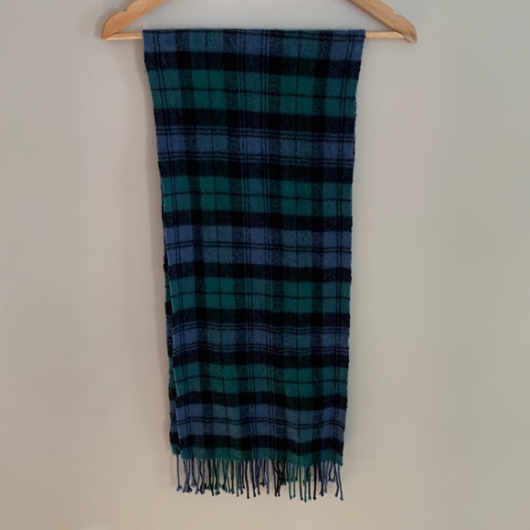 Clans Scotland 100% Lambswool Plaid Unisex Scarf Blue Green - Picture 2 of 5